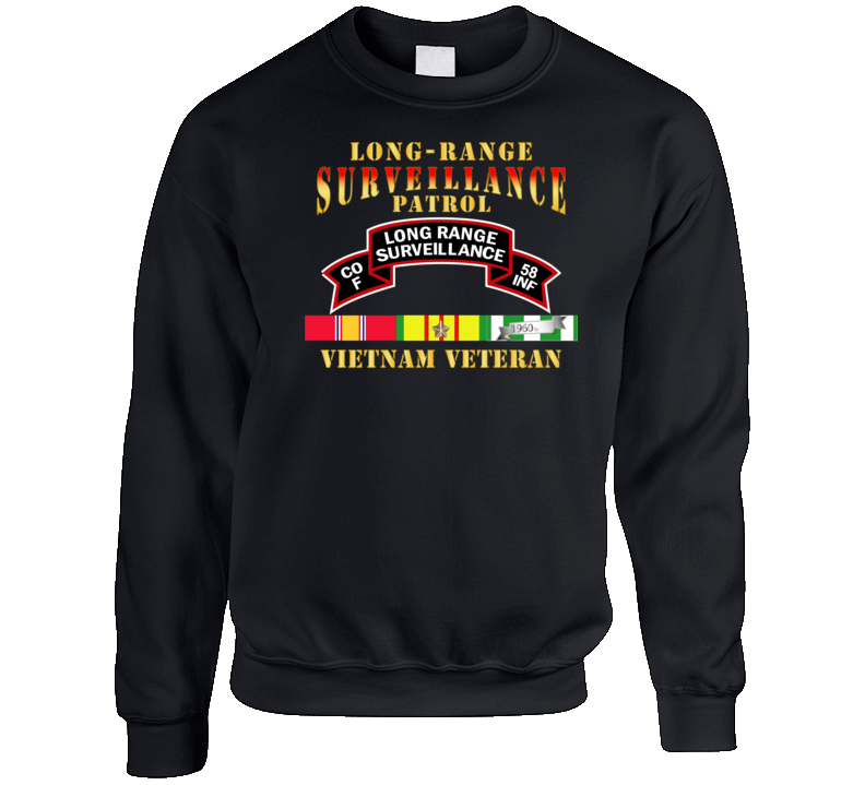 Army - F Co 58th Infantry (ranger) Scroll - Lrrp W Vn Svc Sweatshirt T Shirt