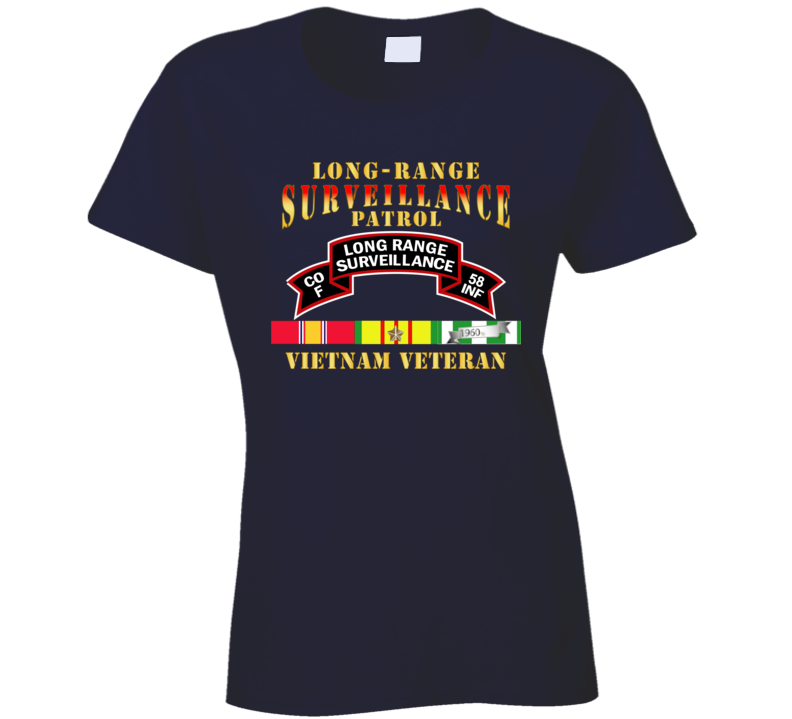 Army - F Co 58th Infantry (ranger) Scroll - Lrrp W Vn Svc Ladies T Shirt