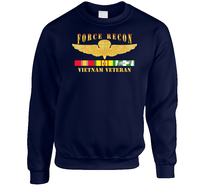 Usmc - Force Recon Fire Vietnam Vet W Vn Svc Sweatshirt T Shirt