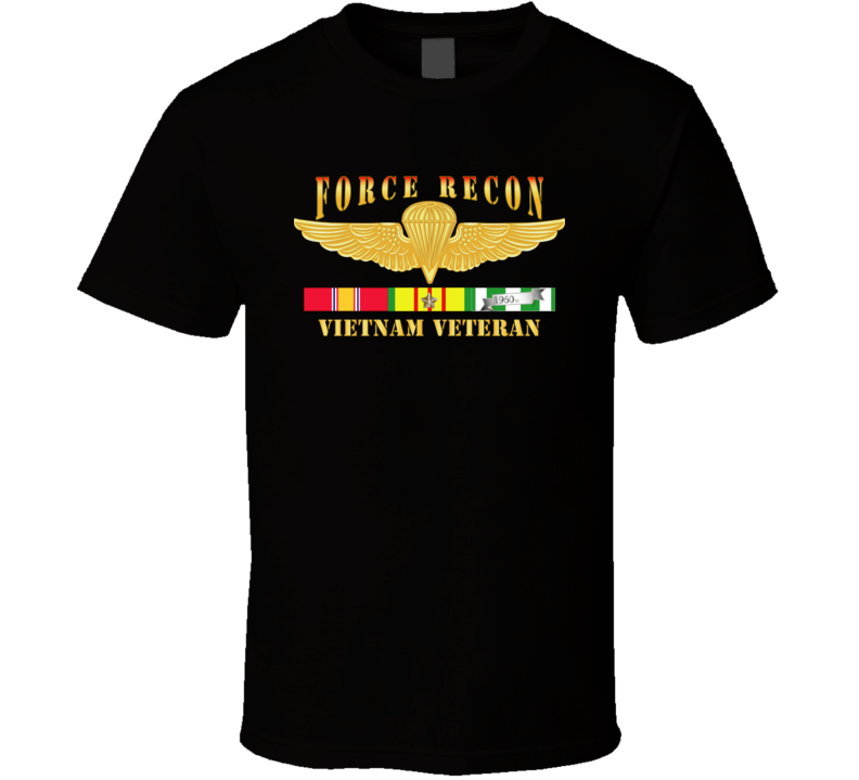 Usmc - Force Recon Fire Vietnam Vet W Vn Svc T Shirt