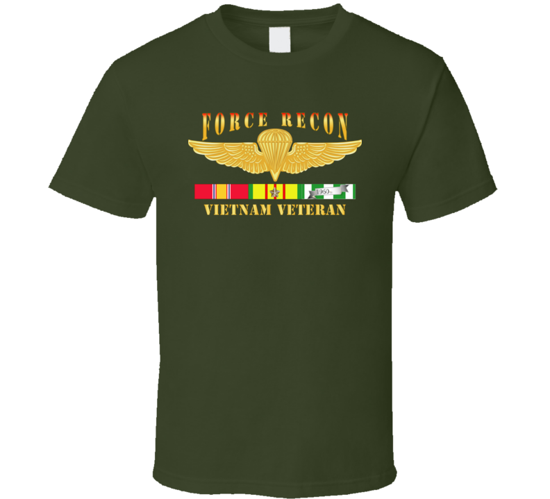 Usmc - Force Recon Fire Vietnam Vet W Vn Svc T Shirt