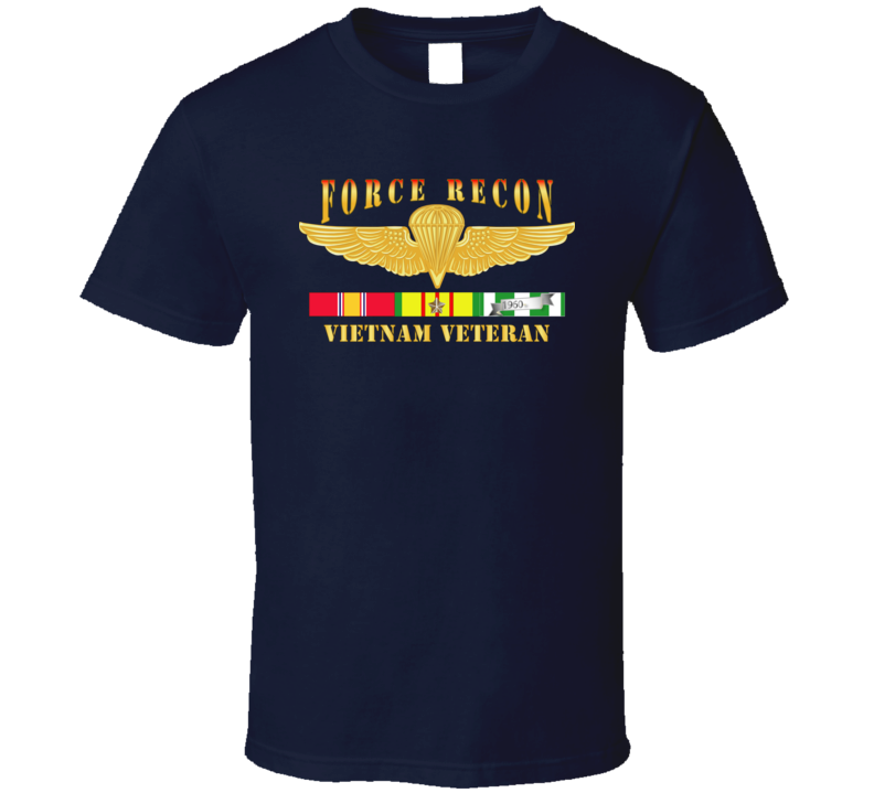 Usmc - Force Recon Fire Vietnam Vet W Vn Svc T Shirt