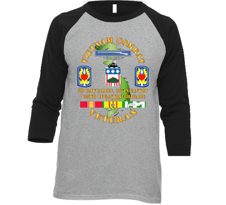 Army - Vietnam Combat Veteran 2nd Bn 3rd Inf  - 199th Inf Bde W Svc Baseball Raglan T Shirt