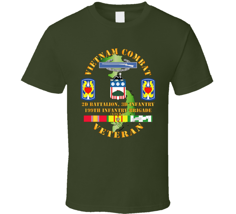 Army - Vietnam Combat Veteran 2nd Bn 3rd Inf  - 199th Inf Bde W Svc T Shirt