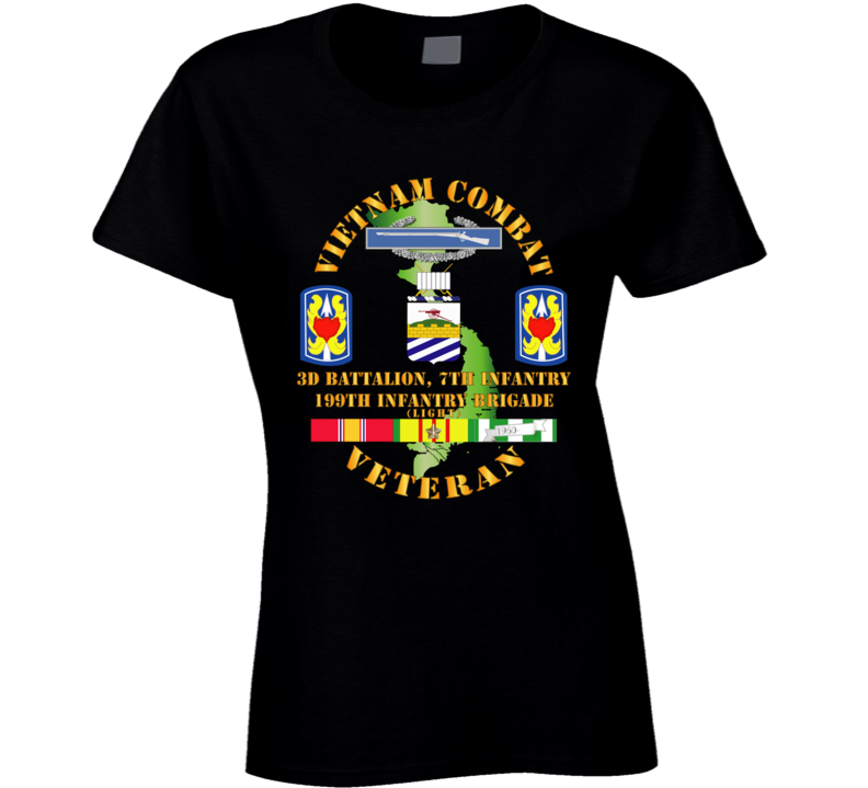 Army - Vietnam Combat Veteran 2nd Bn 7th Inf  - 199th Inf Bde W Svc Ladies T Shirt