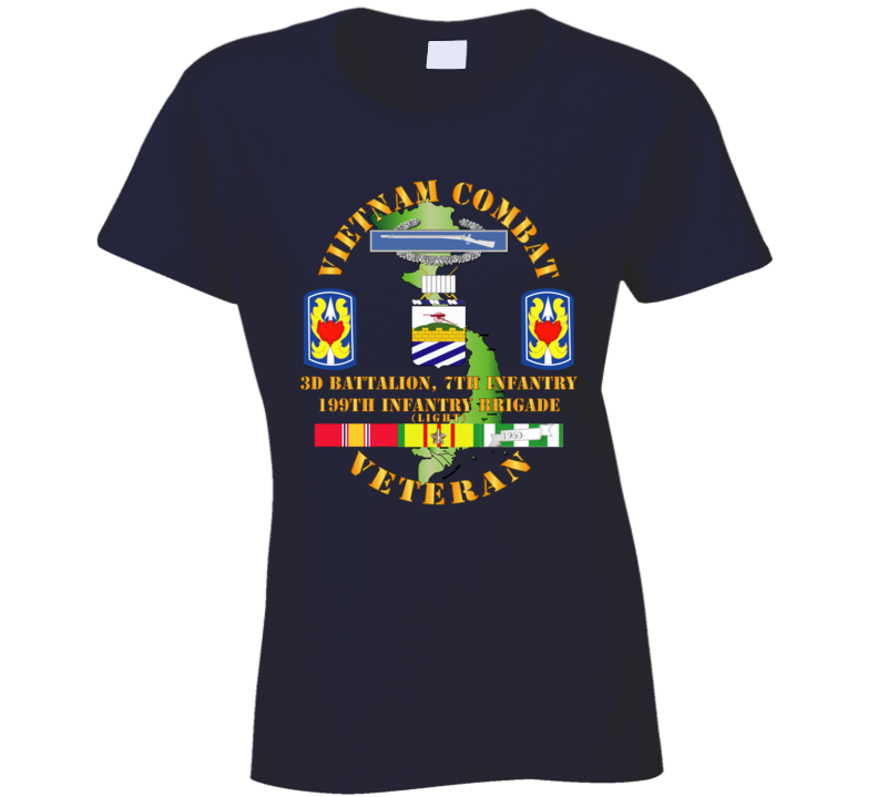 Army - Vietnam Combat Veteran 2nd Bn 7th Inf  - 199th Inf Bde W Svc Ladies T Shirt