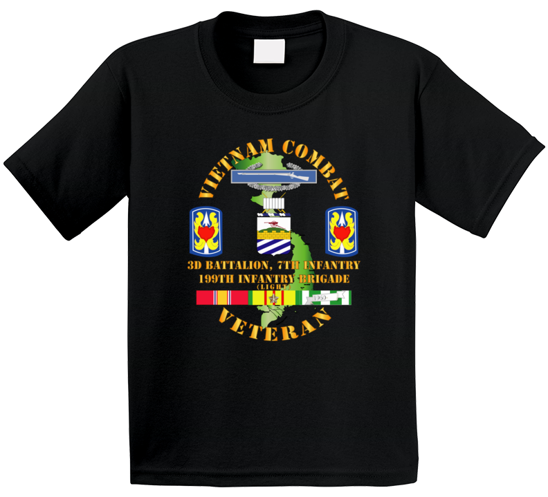 Army - Vietnam Combat Veteran 2nd Bn 7th Inf  - 199th Inf Bde W Svc Kids T Shirt