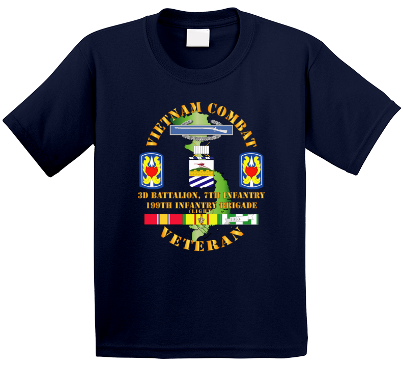 Army - Vietnam Combat Veteran 2nd Bn 7th Inf  - 199th Inf Bde W Svc Kids T Shirt