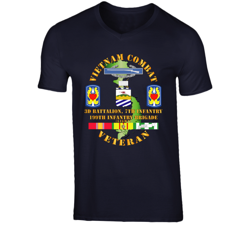 Army - Vietnam Combat Veteran 2nd Bn 7th Inf  - 199th Inf Bde W Svc T Shirt