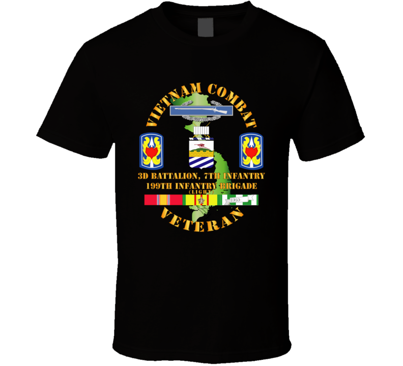 Army - Vietnam Combat Veteran 2nd Bn 7th Inf  - 199th Inf Bde W Svc T Shirt