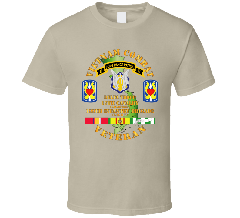 Army - Vietnam Combat Veteran W D Troop - 17th Cav - 199th Inf Bde W Svc T Shirt