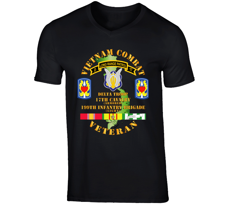 Army - Vietnam Combat Veteran W D Troop - 17th Cav - 199th Inf Bde W Svc T Shirt
