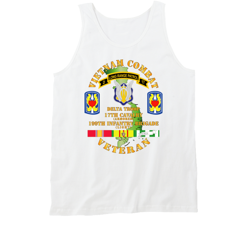 Army - Vietnam Combat Veteran W D Troop - 17th Cav - 199th Inf Bde W Svc Tanktop