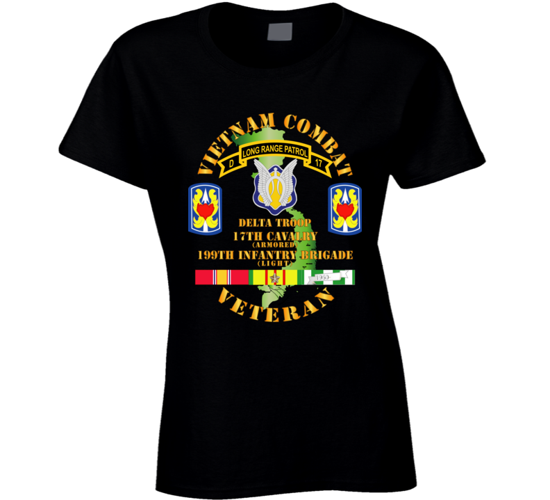 Army - Vietnam Combat Veteran W D Troop - 17th Cav - 199th Inf Bde W Svc T Shirt