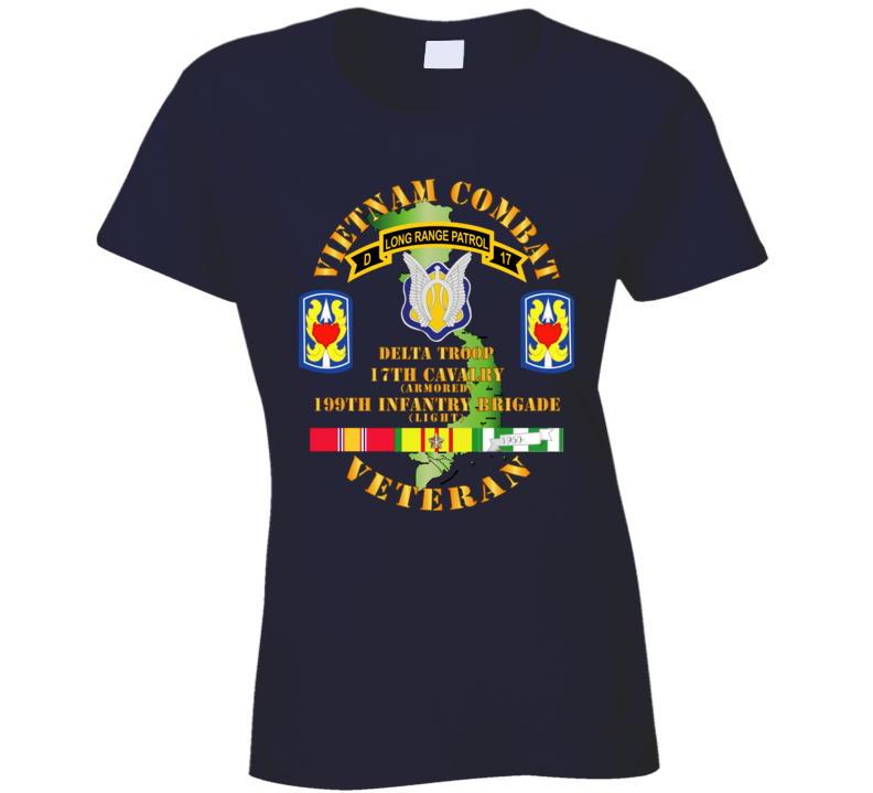 Army - Vietnam Combat Veteran W D Troop - 17th Cav - 199th Inf Bde W Svc T Shirt