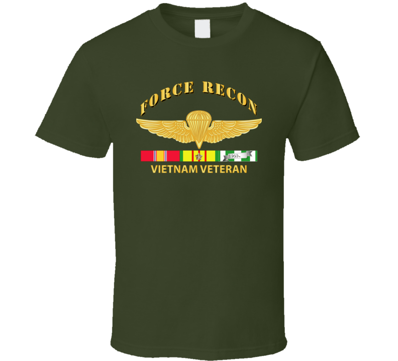 Usmc - Force Recon Wings Vietnam Vet W Vn Svc T Shirt