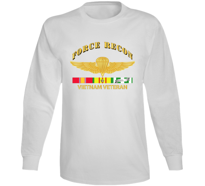 Usmc - Force Recon Wings Vietnam Vet W Vn Svc Long Sleeve
