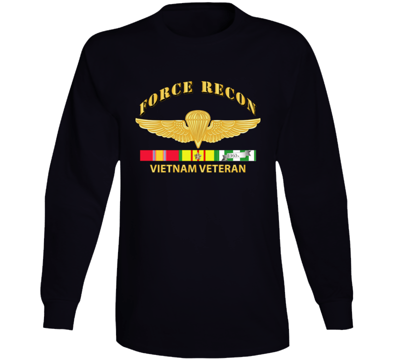 Usmc - Force Recon Wings Vietnam Vet W Vn Svc Long Sleeve
