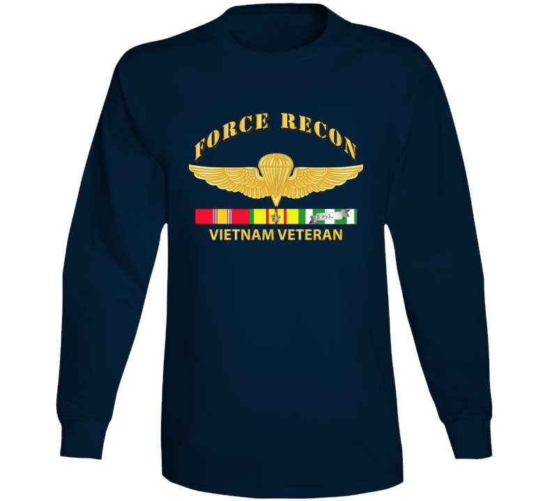 Usmc - Force Recon Wings Vietnam Vet W Vn Svc Long Sleeve