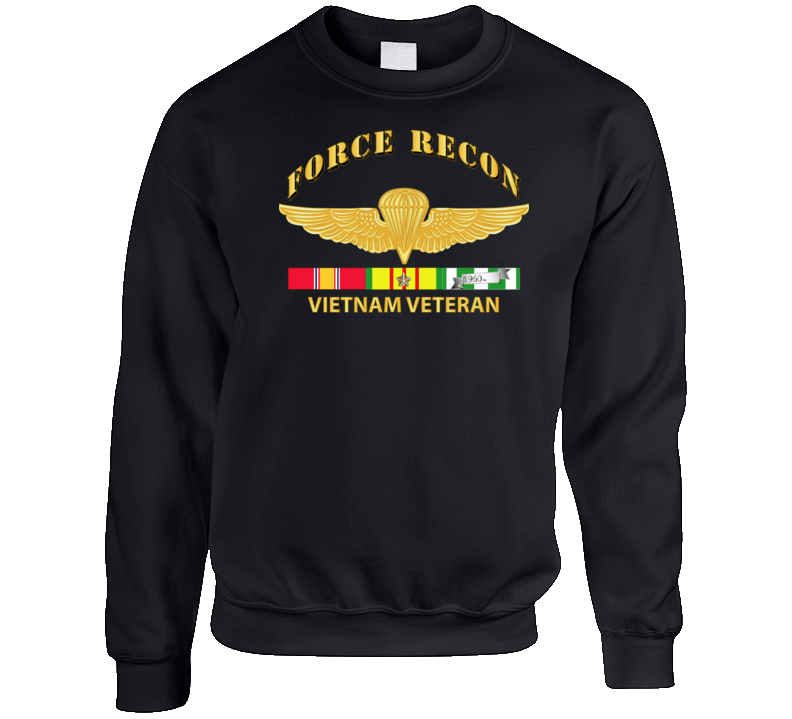 Usmc - Force Recon Wings Vietnam Vet W Vn Svc Crewneck Sweatshirt