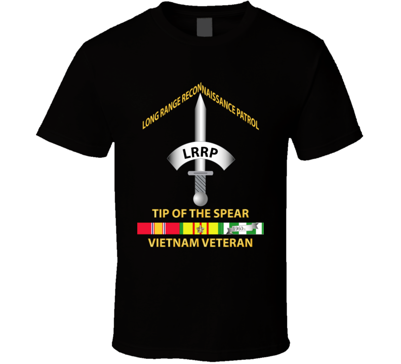 Army - Badge - Lrrp - Tip Of The Spear - Vietnam Vet W Svc T Shirt