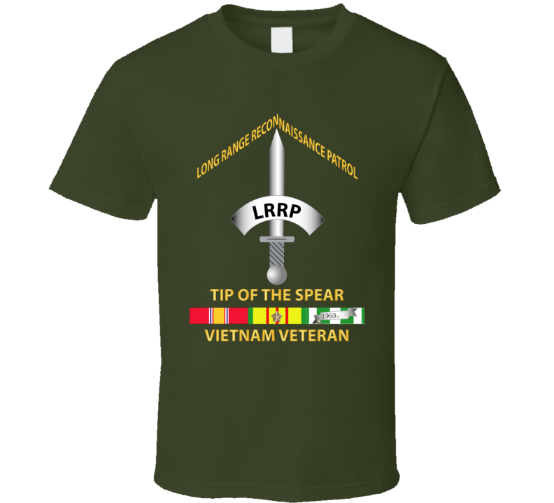 Army - Badge - Lrrp - Tip Of The Spear - Vietnam Vet W Svc T Shirt