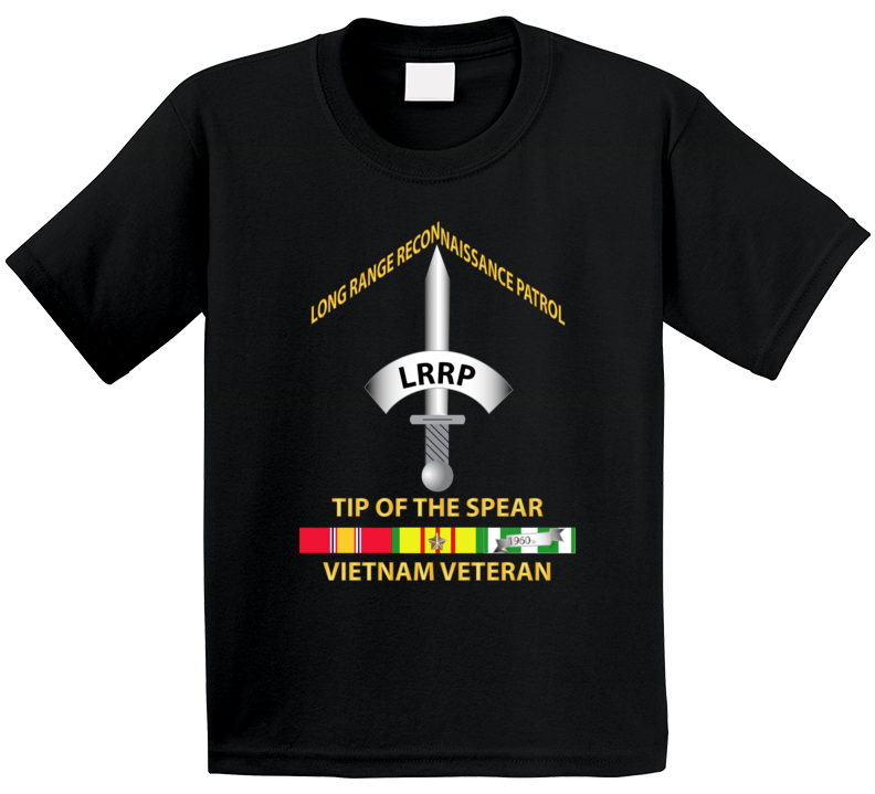 Army - Badge - Lrrp - Tip Of The Spear - Vietnam Vet W Svc T Shirt