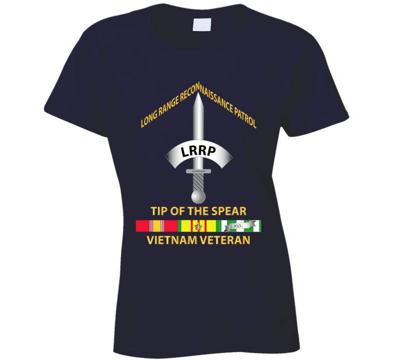 Army - Badge - Lrrp - Tip Of The Spear - Vietnam Vet W Svc T Shirt