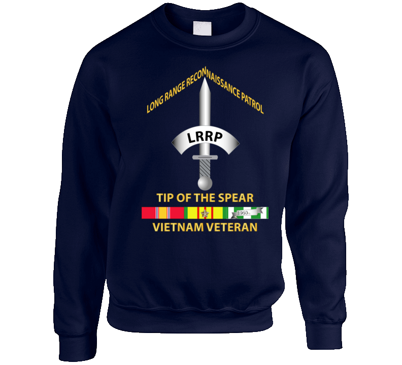 Army - Badge - LRRP - Tip of the Spear - Vietnam Vet w SVC Crewneck Sweatshirt