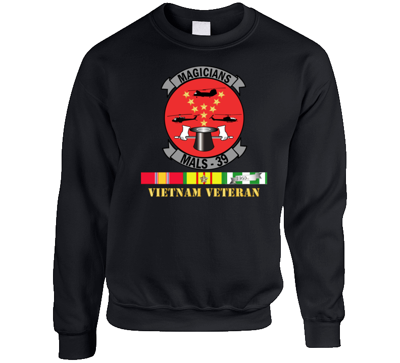 Usmc - Marine Aviation Logistics Squadron 39 - Mals 39 - Magicians Viet Vet W Svc Wo Txt Crewneck Sweatshirt