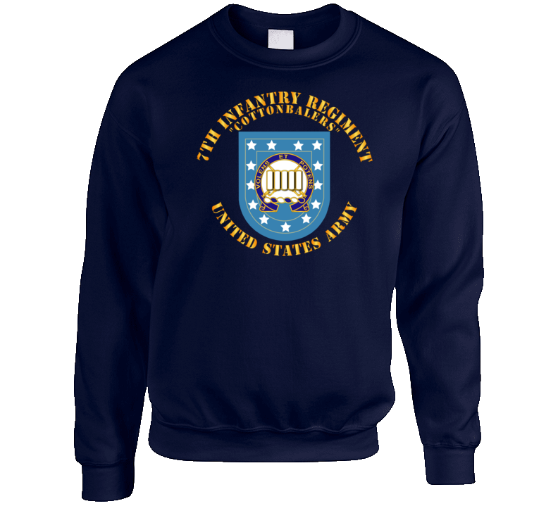 Army - 7th Infantry Regiment - Army Flash W Dui - Cottenbailers Crewneck Sweatshirt