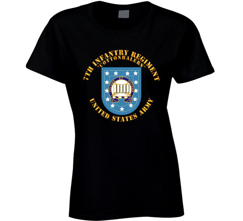 Army - 7th Infantry Regiment - Army Flash W Dui - Cottenbailers Ladies T Shirt