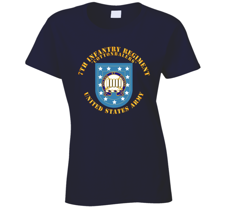 Army - 7th Infantry Regiment - Army Flash W Dui - Cottenbailers Ladies T Shirt