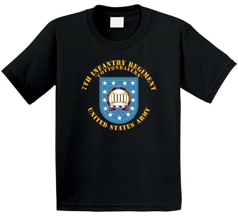 Army - 7th Infantry Regiment - Army Flash W Dui - Cottenbailers Kids T Shirt