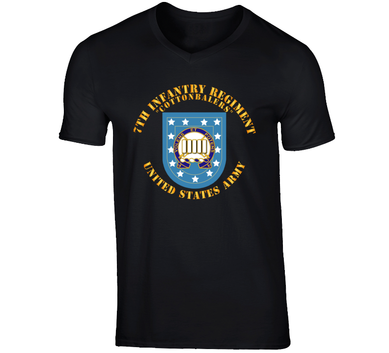 Army - 7th Infantry Regiment - Army Flash W Dui - Cottenbailers T Shirt
