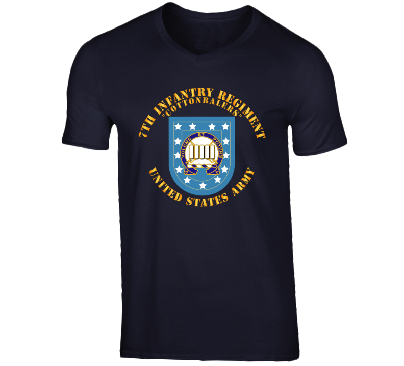 Army - 7th Infantry Regiment - Army Flash W Dui - Cottenbailers T Shirt