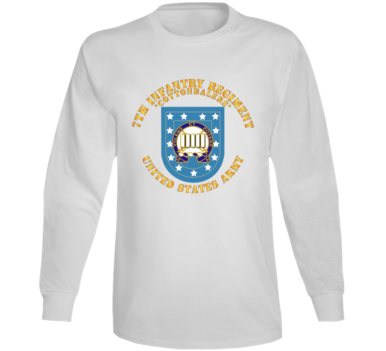Army - 7th Infantry Regiment - Army Flash W Dui - Cottenbailers Long Sleeve