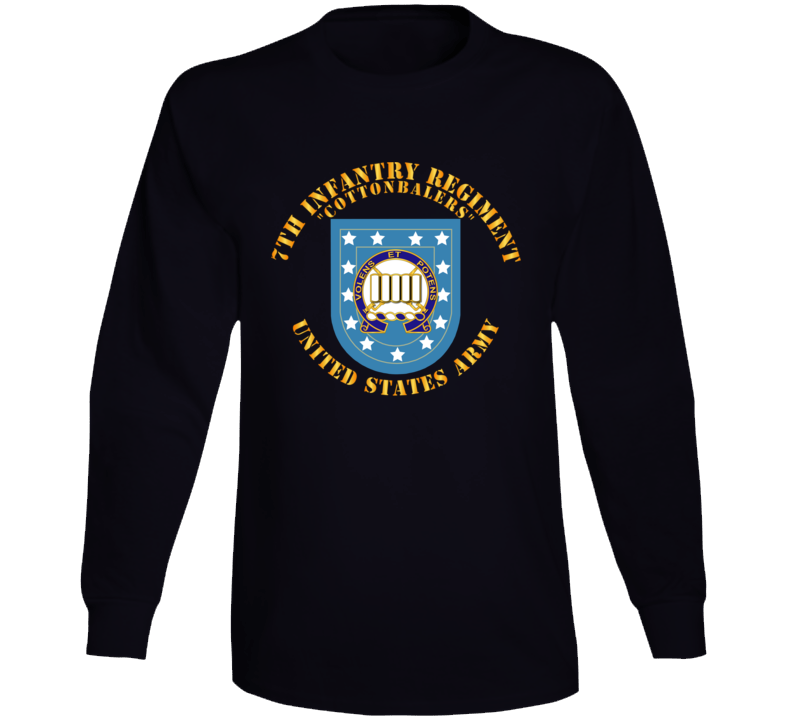 Army - 7th Infantry Regiment - Army Flash W Dui - Cottenbailers Long Sleeve