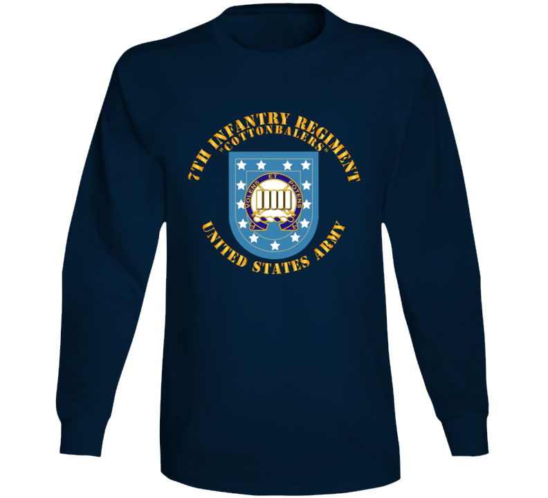 Army - 7th Infantry Regiment - Army Flash W Dui - Cottenbailers Long Sleeve