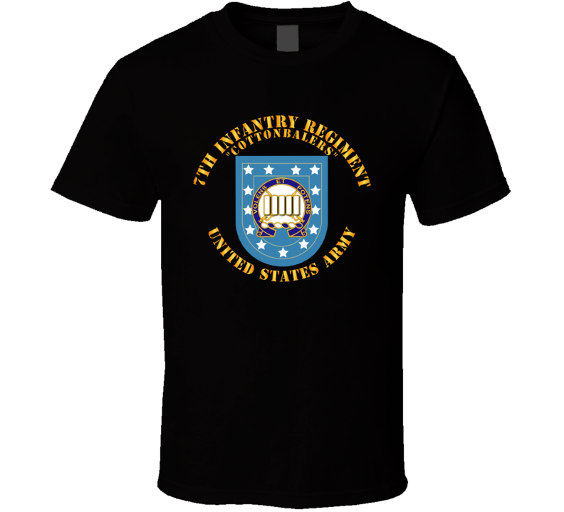 Army - 7th Infantry Regiment - Army Flash W Dui - Cottenbailers T Shirt