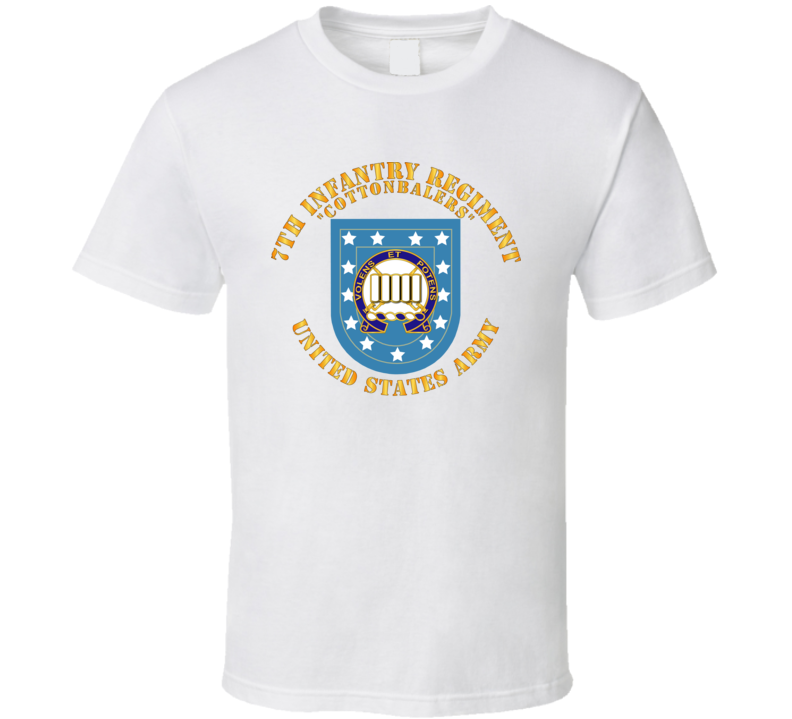 Army - 7th Infantry Regiment - Army Flash W Dui - Cottenbailers T Shirt
