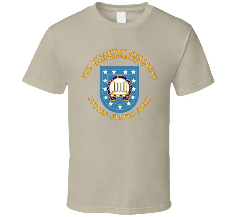 Army - 7th Infantry Regiment - Army Flash W Dui - Cottenbailers T Shirt