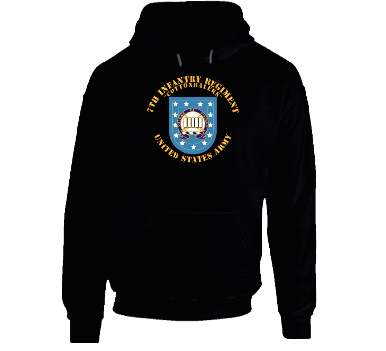 Army - 7th Infantry Regiment - Army Flash W Dui - Cottenbailers Hoodie