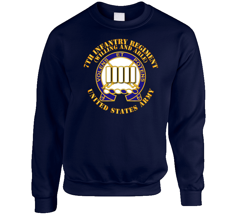 Army - Dui - 7th Infantry Regiment - Willing And Able Crewneck Sweatshirt