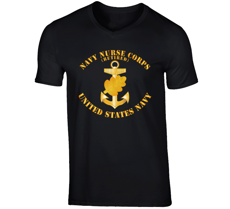Navy - Navy Nurse Corps Pin - Retired W Txt V-neck T Shirt