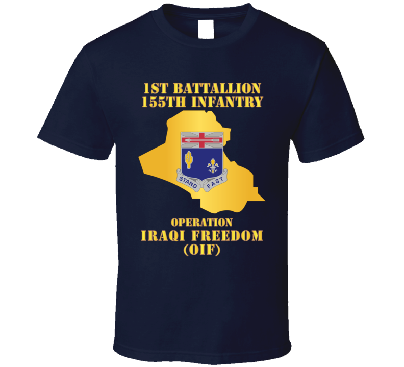 Army - 1st Bn 155th Infantry - Oif W Map T Shirt