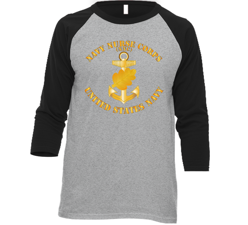 Navy - Navy Nurse Corps Pin W Txt Baseball Raglan T Shirt