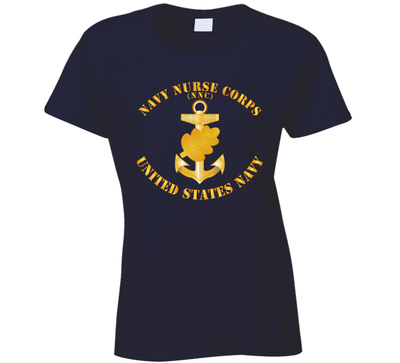 Navy - Navy Nurse Corps Pin W Txt Ladies T Shirt