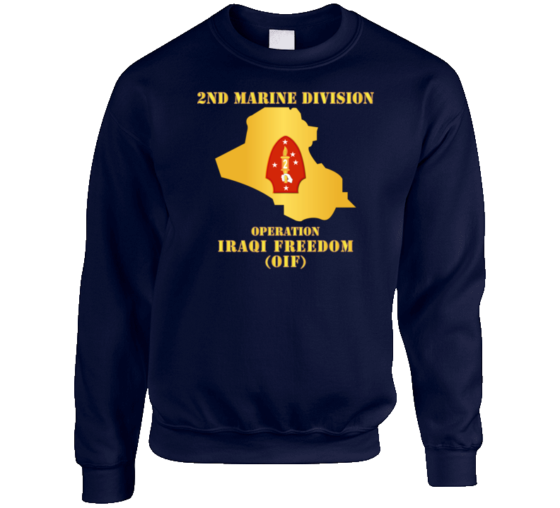 Usmc - 2nd Marine Division - Oif W Map Crewneck Sweatshirt