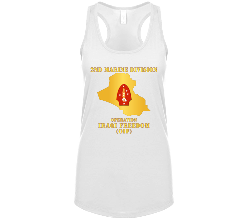 Usmc - 2nd Marine Division - Oif W Map Ladies Tanktop Tanktop